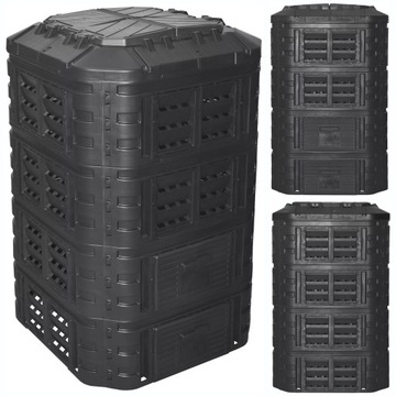 KOMPOSTOWNIK CAŁOROCZNY MODUŁOWY 1120l Qbrick Czarny WENTYLACJA NAWADNIANIE
