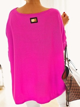Duży sweter plus size oversize Nobis - róż neon