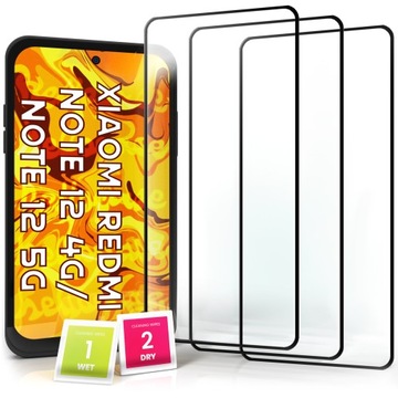 3-pak SZKŁO HARTOWANE DO Redmi Note 12 4G / 5G na cały ekran 9H ochronne 5D