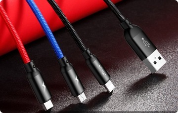 USB-КАБЕЛЬ BASEUS STRONG 3-В-1 ДЛЯ IPHONE MICRO TYPE-C COMBO 3,5 А, 30 СМ
