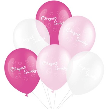 Balony Chrzest Święty Chrzciny 6 sztuk Różowe