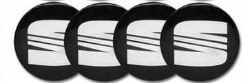 Seat NAKLEJKI EMBLEMATY 56mm 4SZT ALUMINIOWE Dekle dekielki