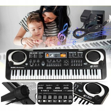 КЛАВИАТУРА ФОРТЕПИАНО ОРГАН 61 ДЛЯ ДЕТЕЙ + МИКРОФОН