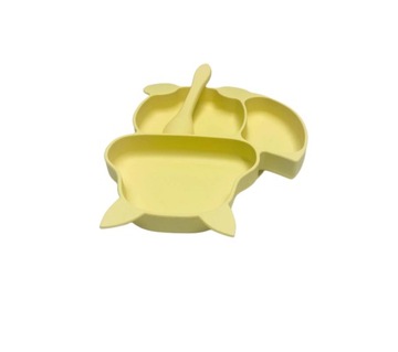 SILIKONOWY TALERZ Z PRZYSSAWKĄ + SZTUĆCE LISEK