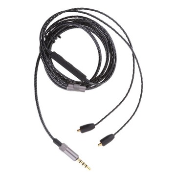 Pozłacany kabel audio 3,5 mm MMCX z mikrofonem i pilotem, czarny