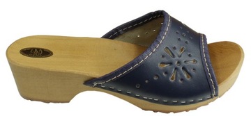 Granatowe drewniaki damskie D09 39