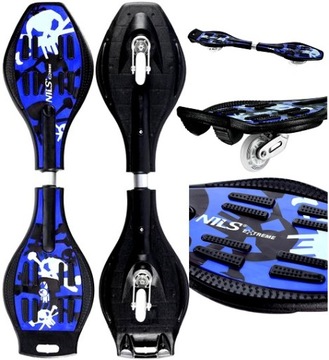 Deskorolka Balansowa Waveboard Ripstick Niebieska NILS EXTREME Do 50KG LED