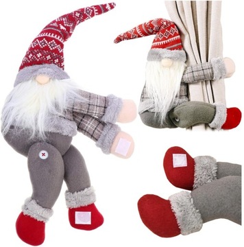 KRASNAL SKRZAT GNOM ŚWIĄTECZNY NA RZEP KLAMRA ZAPIĘCIE DO ZASŁON FIRANEK