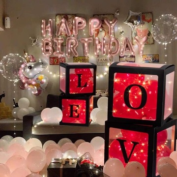 Zestaw pudełek LOVE na balony CZARNY (4 szt.)
