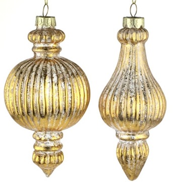 РОЖДЕСТВЕНСКИЕ ШАРЫ, СТЕКЛЯННЫЕ ФОРМЫ, ЗОЛОТО, 14 см