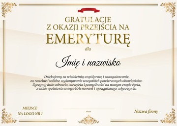 Gratulacje z okazji przejścia na emeryturę - A4