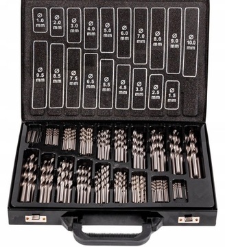 ZESTAW WIERTEŁ DO METALU 170 sztuk 1-10 mm WIERTŁA