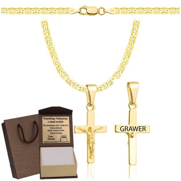 ZŁOTY PEŁNY ŁAŃCUSZEK GUCCI Z KRZYŻYKIEM PR. 925 585 + GRAWER GRATIS