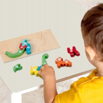 PUZZLE DREWNIANE UKŁADANKA DZIECI 3D MONTESSORI