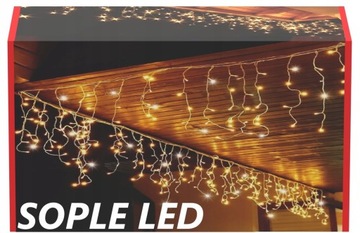 ŚWIĄTECZNE SOPLE CIEPŁE BIAŁE 300LED 12m 8 TRYBÓW +GRATIS LAMPKI ŻÓŁTE