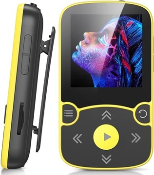 ODTWARZACZ MP3 32GB Bluetooth 5.0 SŁUCHAWKI RADIO KROKOMIERZ ŻÓŁTY