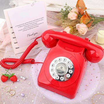 Гостевая книга на свадьбу, проводной телефон в винтажном стиле, красный