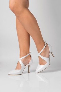 Свадебные туфли, белые танцевальные туфли на каблуке с ремешками 37