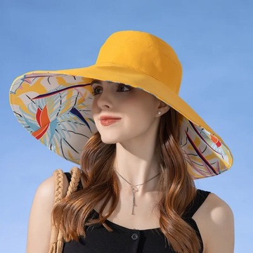 Nowe dwie strony letnie damskie kapelusz typu Bucket 18cm duże rondo