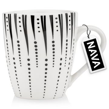 Kubek PORCELANOWY do picia kawy herbaty napojów biały czarny 370 ml