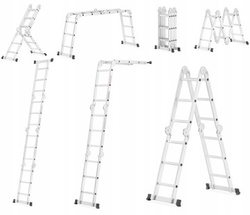 Складная шарнирно-сочлененная алюминиевая лестница 4х3 + ТЕЛЕЖКА