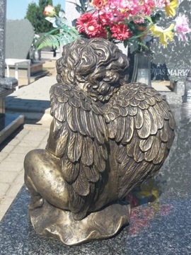 Ozdoba Anioł z Misiem na Grób Figura Betonowa