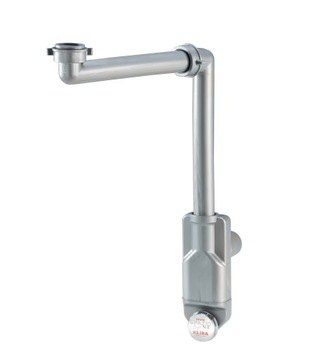 Сифон для умывальника с возможностью осмотра, компактный, серый серебристый