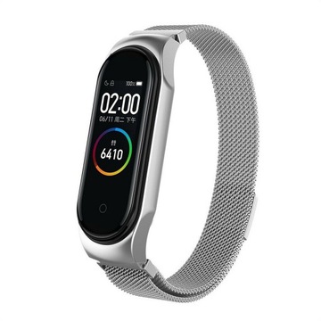 BRANSOLETA PASEK MILANESE DO MI BAND 3 4 SREBRNA