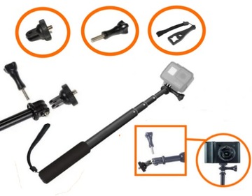 MONOPOD WODOODPORNY selfie stick kijek do GoPro 12 11 10 9 8 7 6 5 Black
