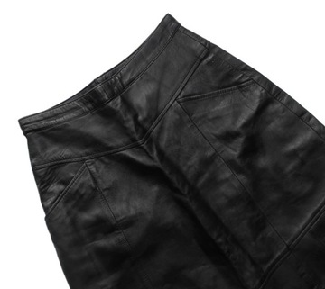 ЧЕРНАЯ КОЖАНАЯ ЮБКА ТРАПЕЦИИ ИЗ НАТУРАЛЬНОЙ КОЖИ MIDI OLD M 38