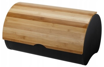 CHLEBAK BAMBUSOWY CZARNY METALOWY POJEMNIK NA CHLEB BUŁKI PIECZYWO DUŻY