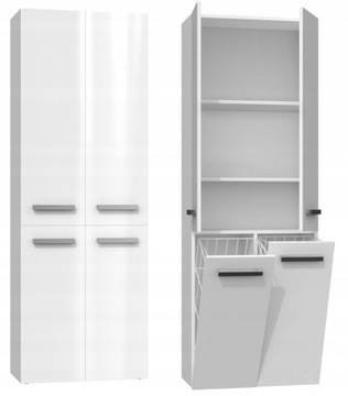 SZAFKA ŁAZIENKOWA NEL DD 2K KOSZE 60CM BIEL POŁYSK
