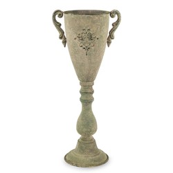 Декоративная ваза с золотой патиной и ретро-антикварной крышкой на ножке