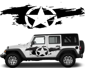 2x NAKLEJKA Grafika na samochód GWIAZDA SZARPANA US ARMY STAR 112x35