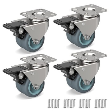 4X KÓŁKA TRANSPORTOWE KOŁA 50MM DO 400KG Z HAMULCEM