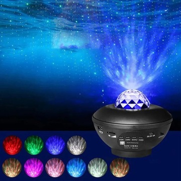PROJEKTOR GWIAZD RZUTNIK NIEBA LAMPKA NOCNA LED GŁOŚNIK BLUETOOTH + PILOT
