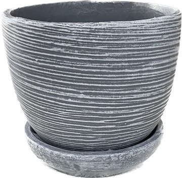 Doniczka ceramiczna z podstawką Classik 15 szary