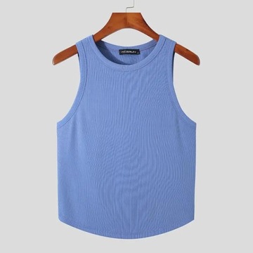 Men Tank Tops Round Neck Sleeveless 2023 Solid Col