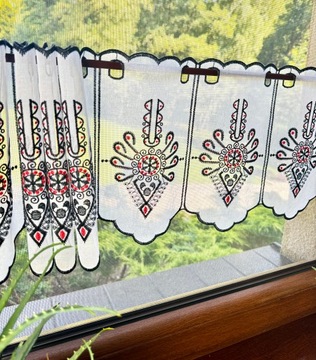 Firanka Góralska Folk Kuchnia Biała Zazdrostka Haft Parzenica wysokość 30