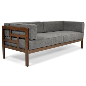 Современный деревянный садовый диван с подушками темно-коричневый графит EDEN