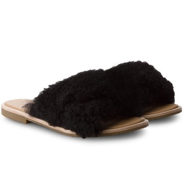 UGG DAMSKIE KLAPKI CZARNE SKÓRZANE 36 3W8G9*