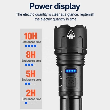 МОЩНЫЙ ВОЕННЫЙ ФОНАРЬ XHP50 ZOOM, ДАЛЬНОСТЬ 2 КМ