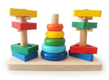 Деревянный пазл Монтессори форм и цветов, сенсорный сортер, кубики