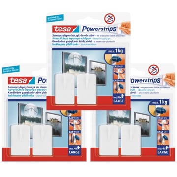 TESA POWERSTRIPS Haczyki samoprzylepne do ramek zdjęć obrazów 1kg 6szt.