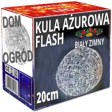 KULA AŻUROWA LED FLASH światło stałe OZDOBA TARAS OGRÓD ALTANA TRAWNIK 3D