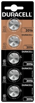 5 x Bateria litowa Duracell CR2016 2016 DL2016 3V
