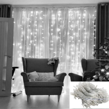 Kurtyna świetlna LED - 6x3m zimny biały+pilot