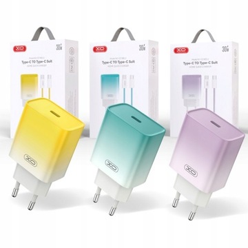 XO ŁADOWARKA SIECIOWA 30W Quick Charge 3.0 OMBRE + KABEL USB-C - USB-C