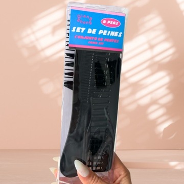 Набор расчесок для расчесывания красящих масок, черный, 8 шт.