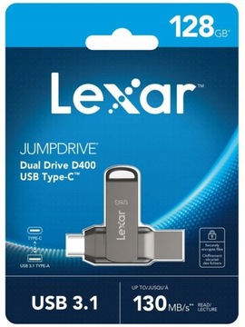 Флеш-накопитель Lexar JumpDrive Dual Drive D400, 128 ГБ, USB 3.1 Type-C